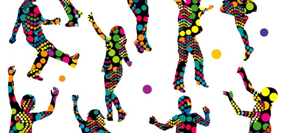 Bunte Silhouetten von Kindern.