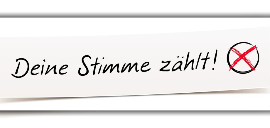 Banner mit Aufschrift "Deine Stimme zählt".