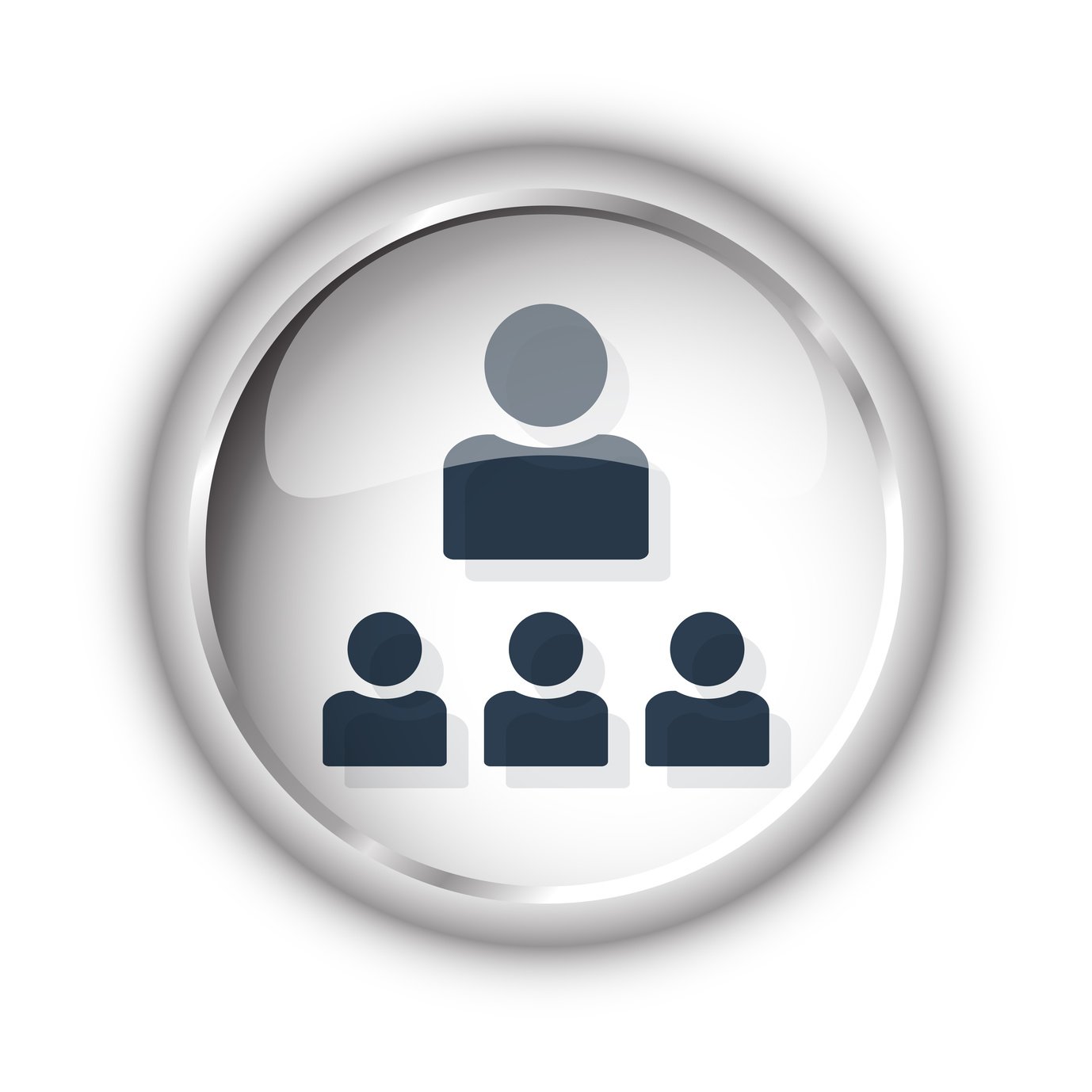 Web button Grauer, glänzender Button mit Personen-Icons, die Mitarbeiter darstellen sollen.