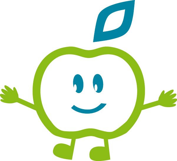 Ein Apfel mit Füßen.