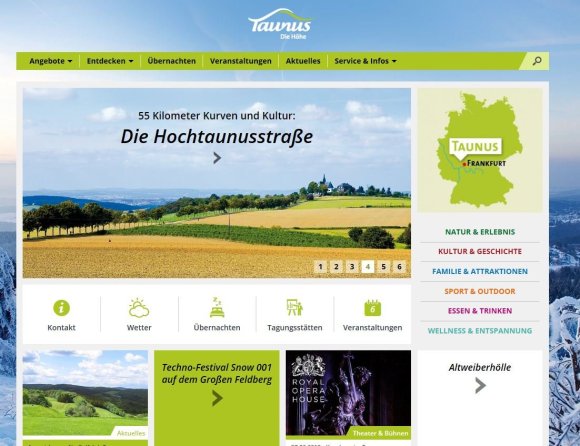 Diese WEbseite informiert über touristische Angebote im Taunus.