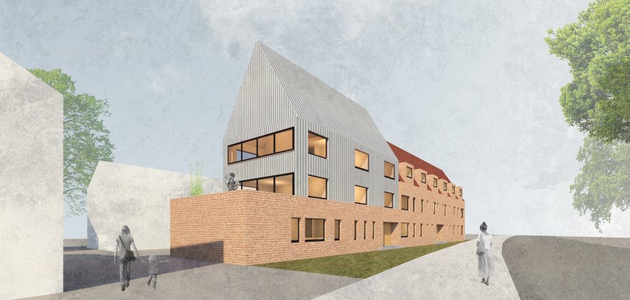 Die Außenansicht des neuen Mehrfamilienhauses.