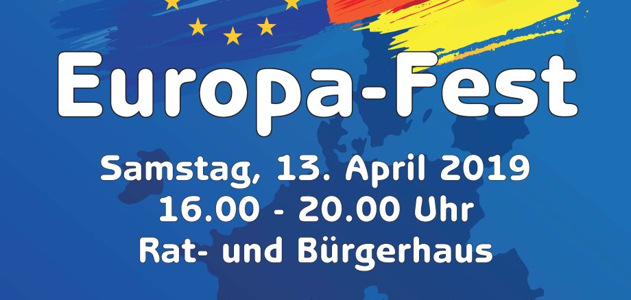 Ein blaues Plakat informiert über das Fest.