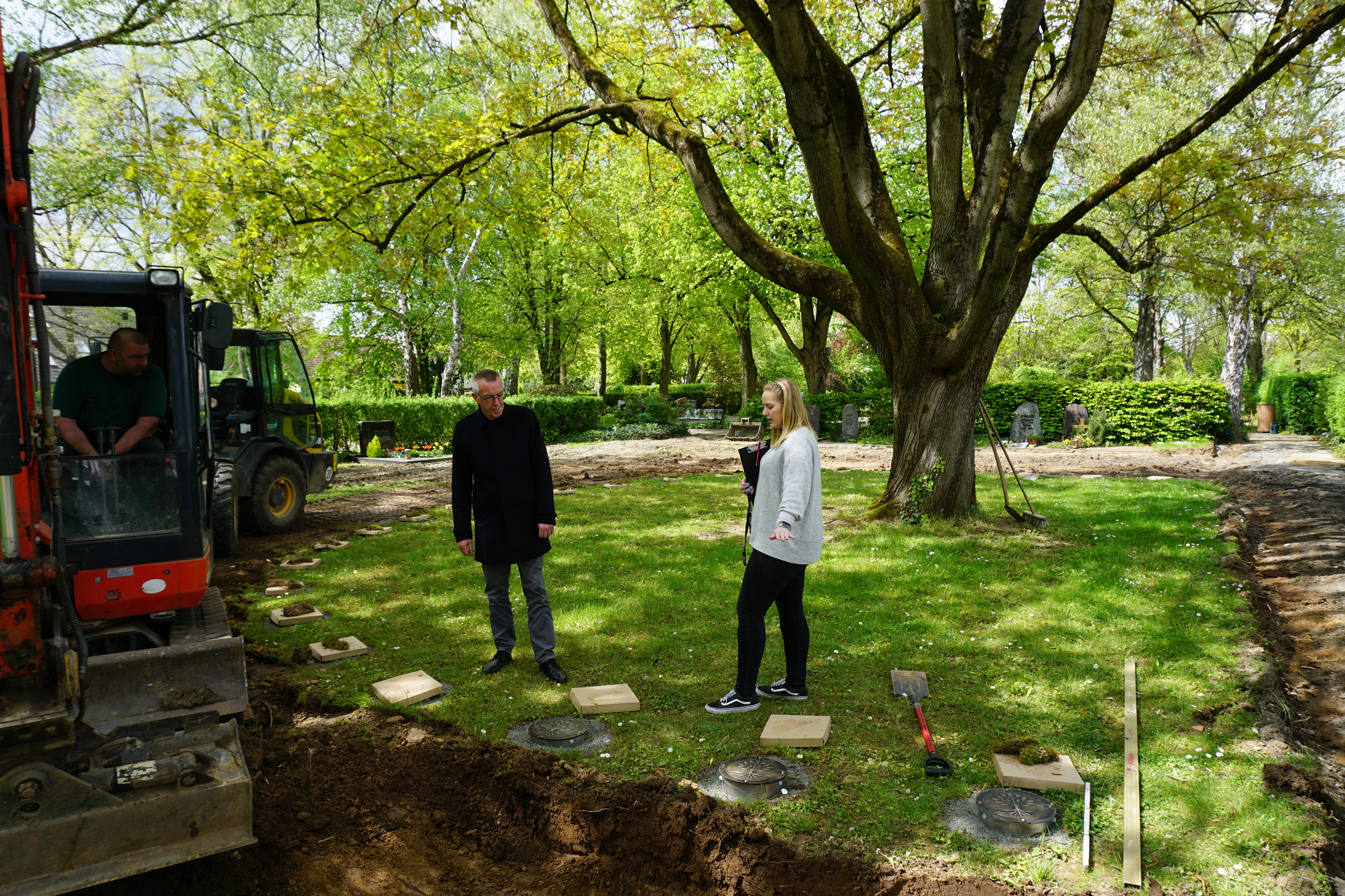 Baumgräber unter einem Ahornbaum.