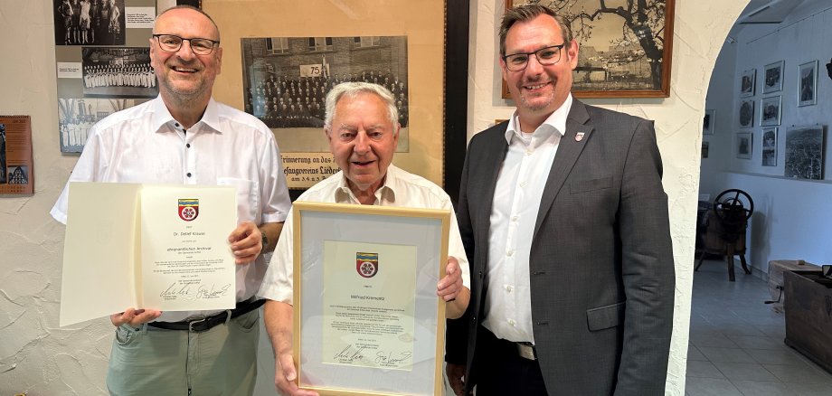 Krementz, Dr. Krause und Bürgermeister Seitz.