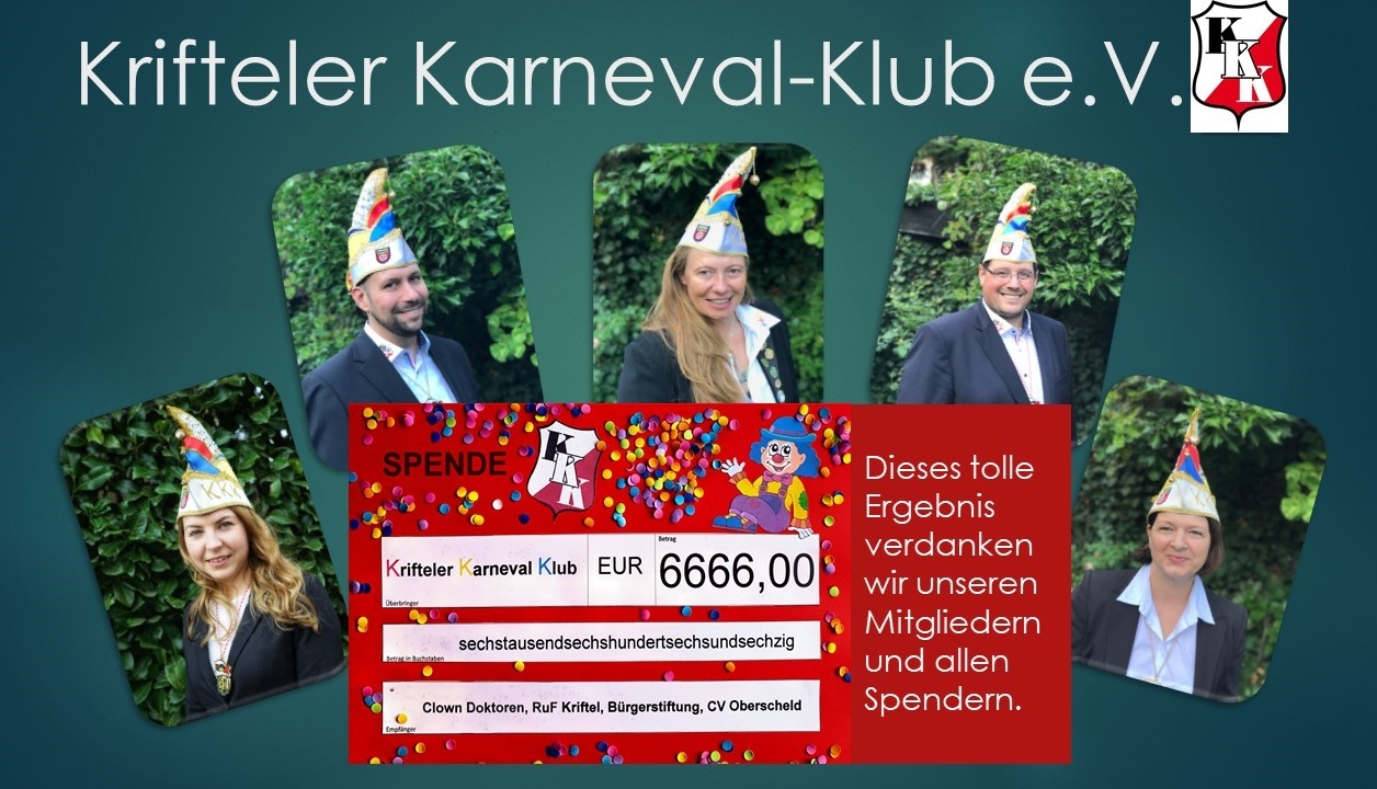 Eine Dankeskarte mit der Spendensumme.