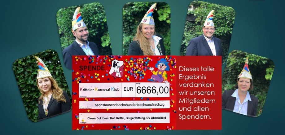 Eine Dankeskarte mit der Spendensumme.