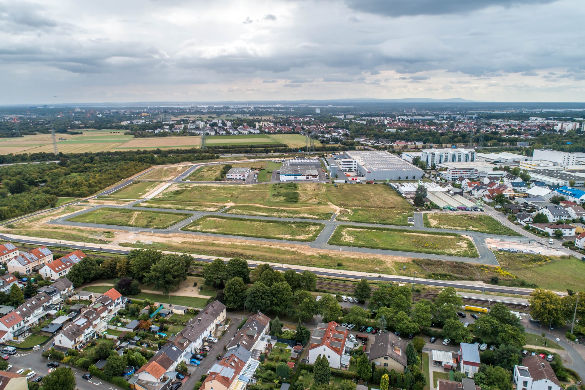 Das Wohn- und Gewerbegebiet aus der Luft.