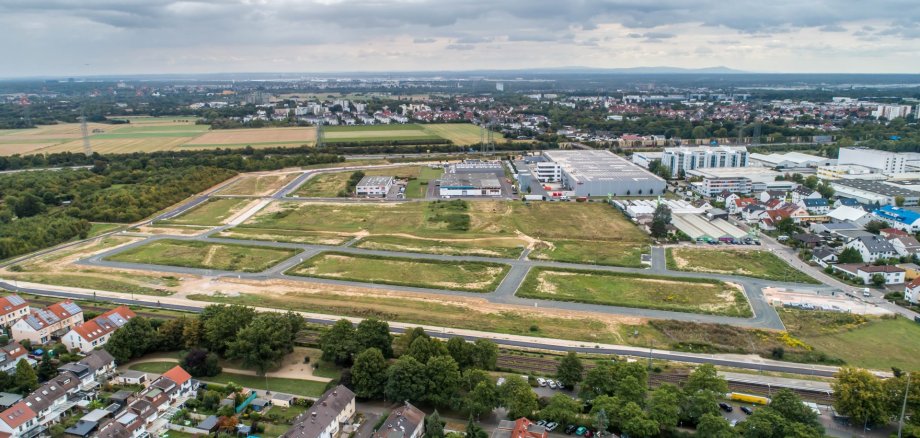 Das Wohn- und Gewerbegebiet aus der Luft.