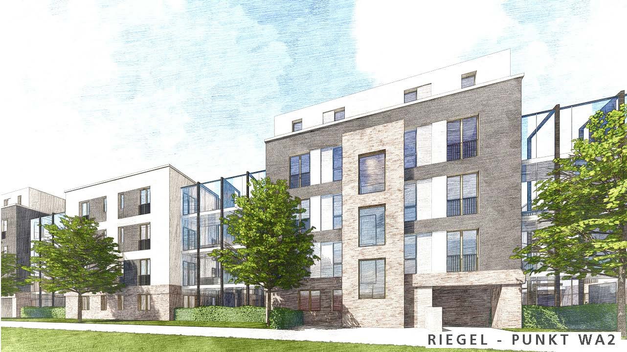 So könnte die Fassade des Gebäudes an der Bahnlinie aussehen.