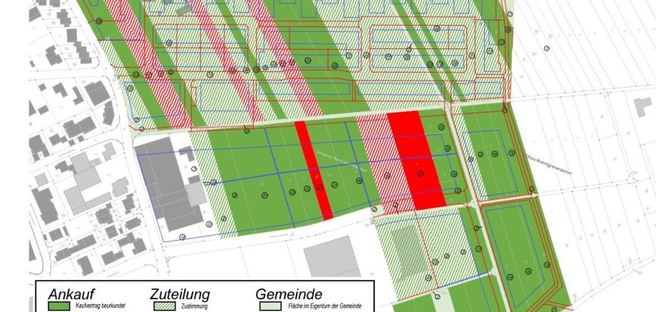 Der Plan zeigt, welche Grundstücke schon angekauft werden konnten.