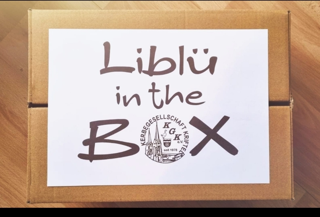 Ein Paket mit einen Aufkleber: Darauf steht "Liblü-in-the-box".