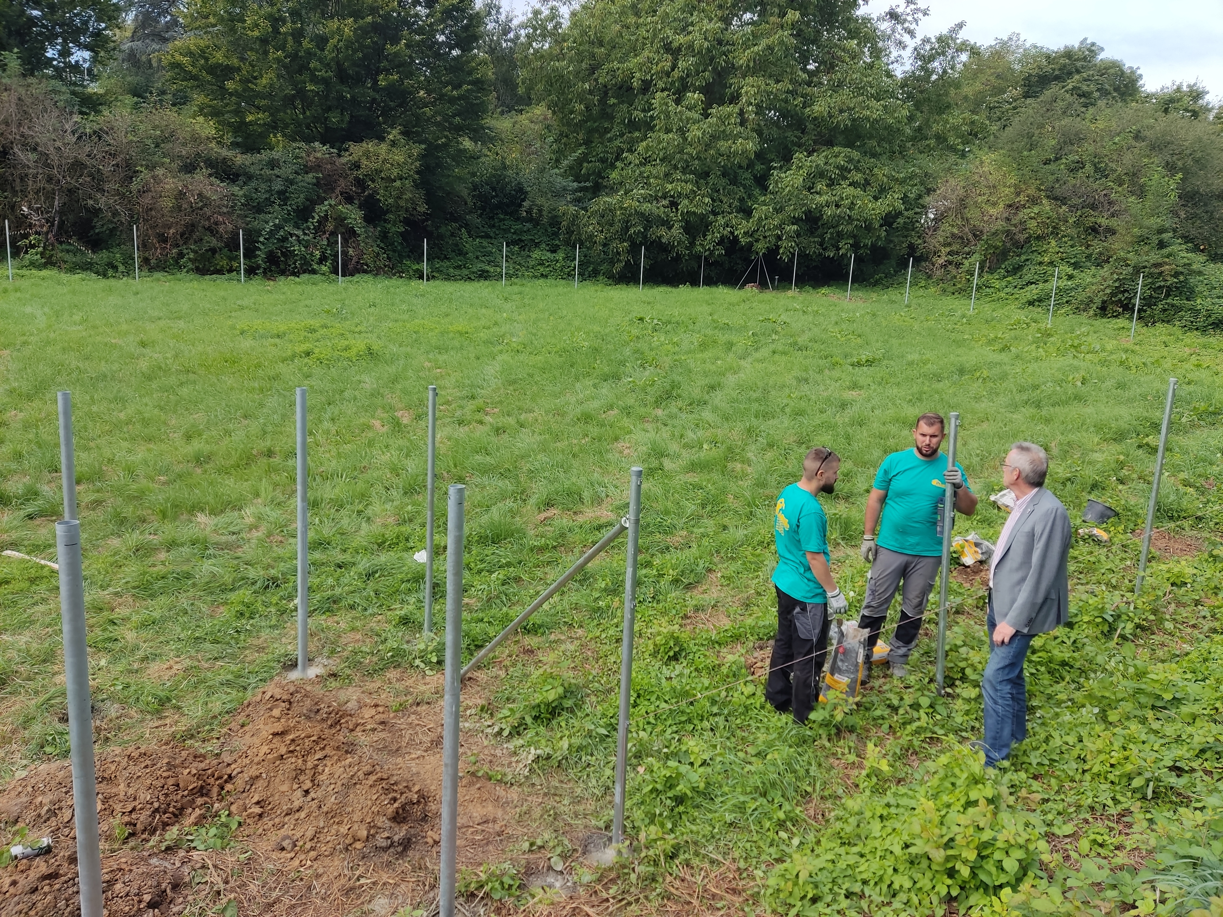 Der Zaun wird gestellt.