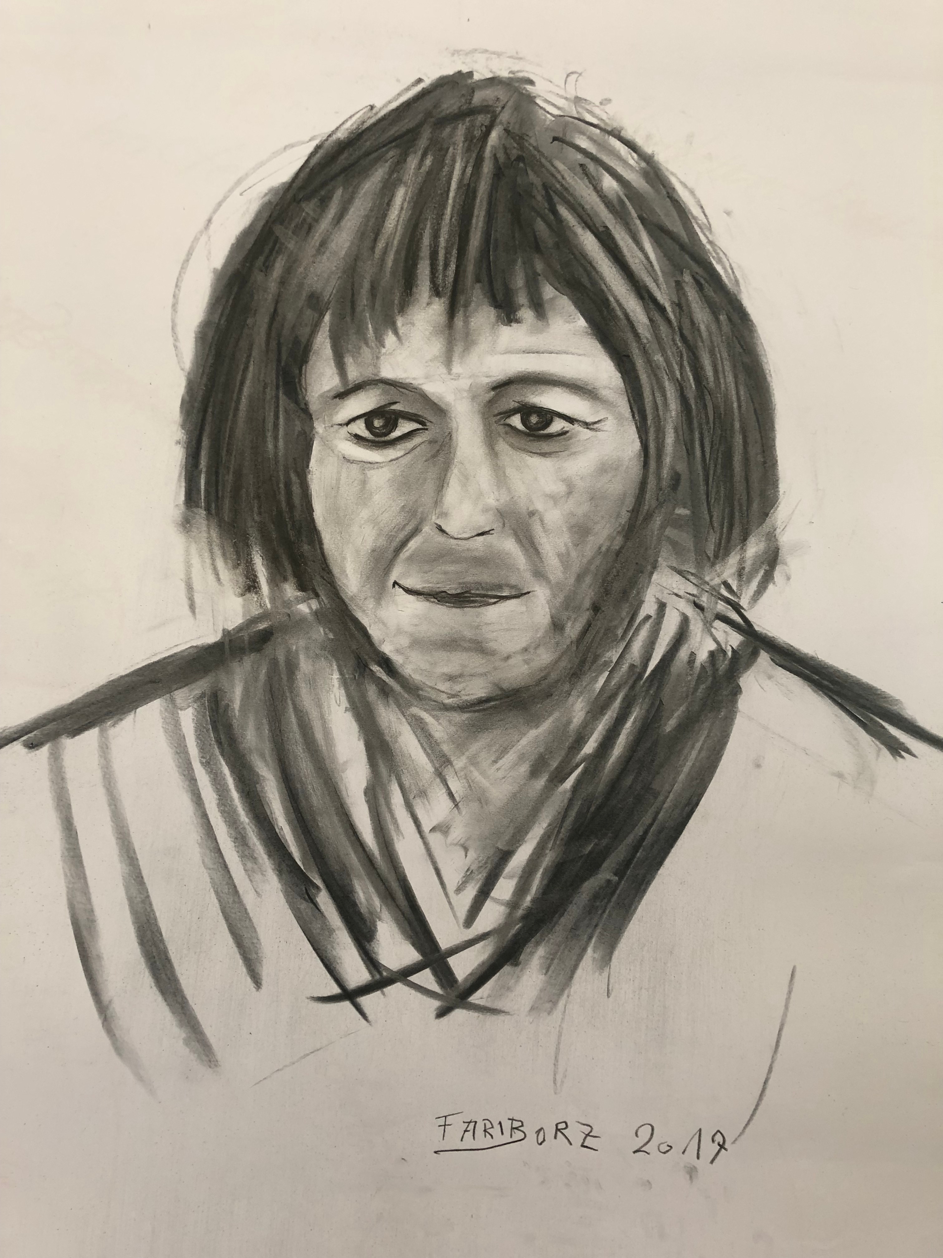 Die Bleistiftskizze eines Teilnehmers. Es zeigt eine Frau.