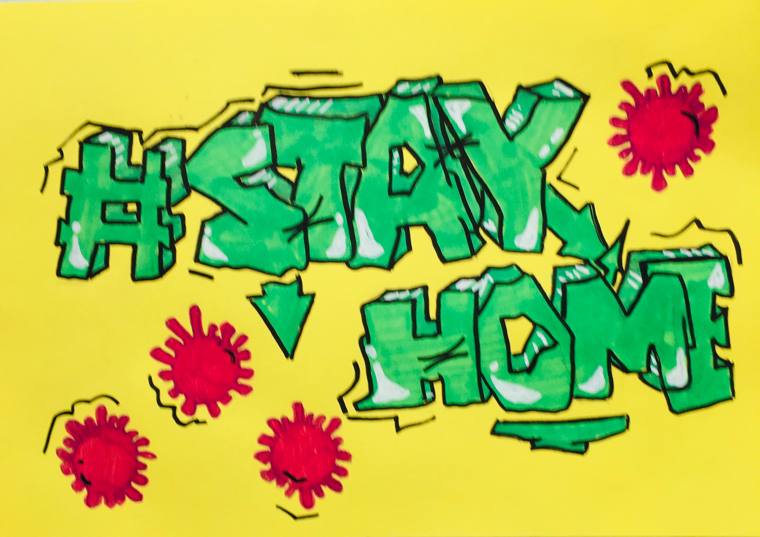 Ein Graffiti mit der Aufschrift Stay Home.