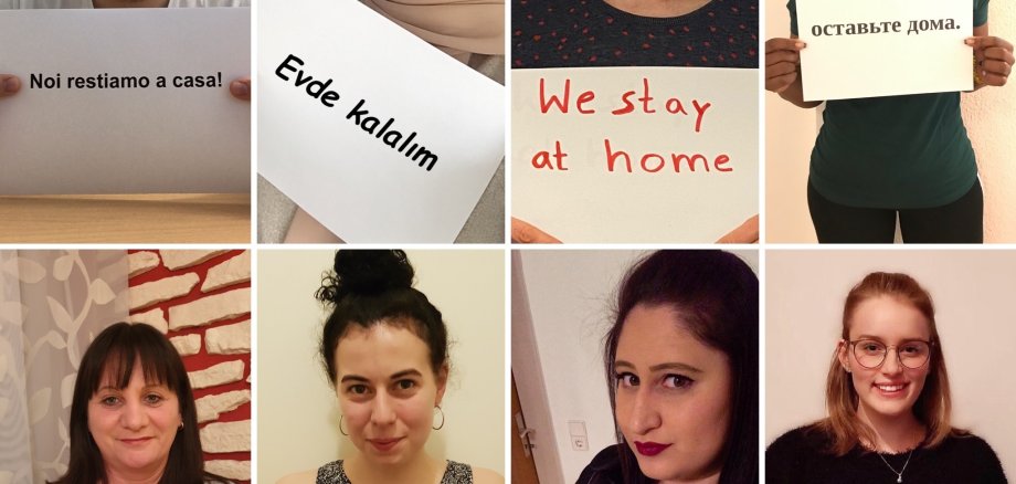 Eine Collage mit Fotos von Teamern.