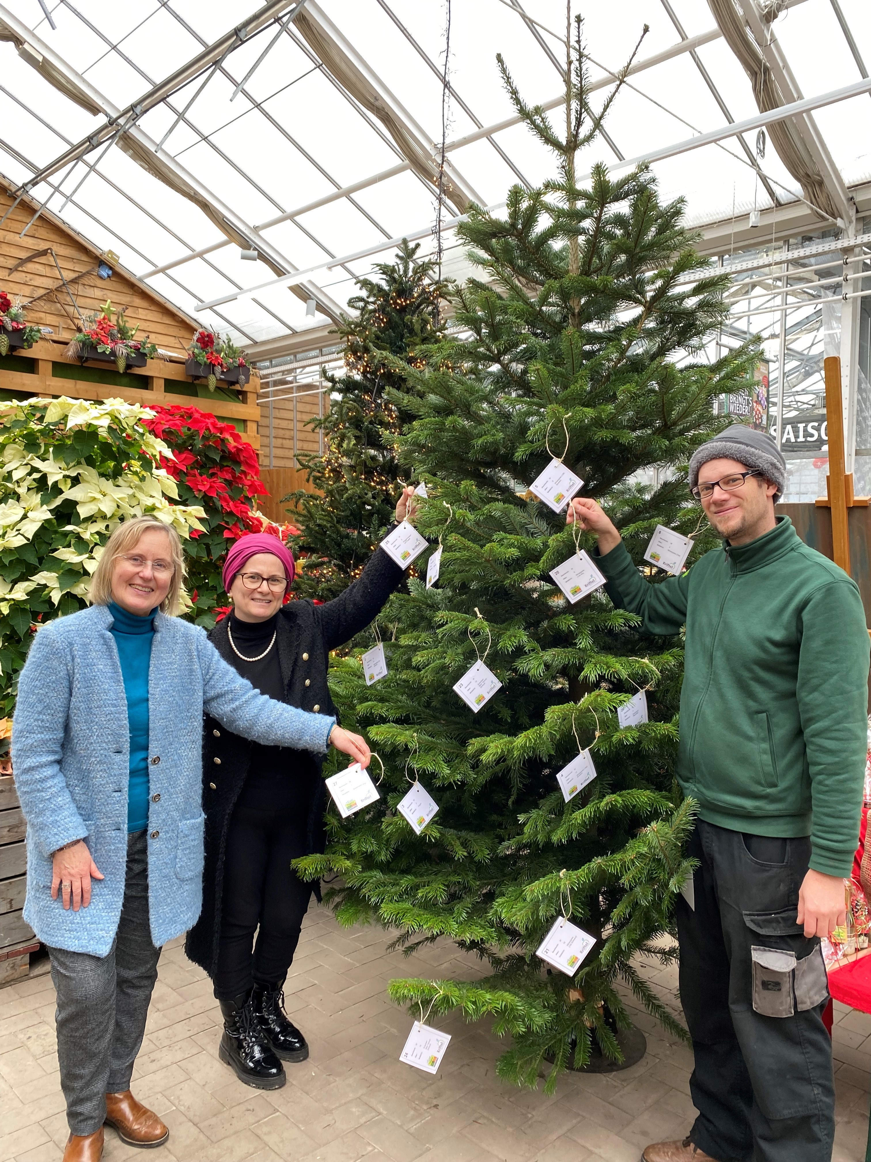 Der Wunschbaum mit Zetteln.