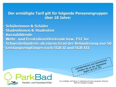 Ein Flyer mit Infos zu Ermäßigungen.