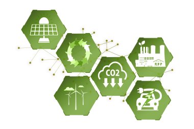 Eine Graphik mit Klimaschutzsymbolen.