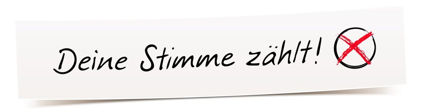 Deine Stimme zhlt! - Handschrift auf Banner