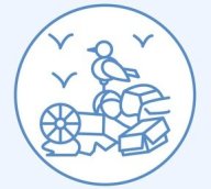 Modern vector line icon of waste sorting, recycling. Garbage col